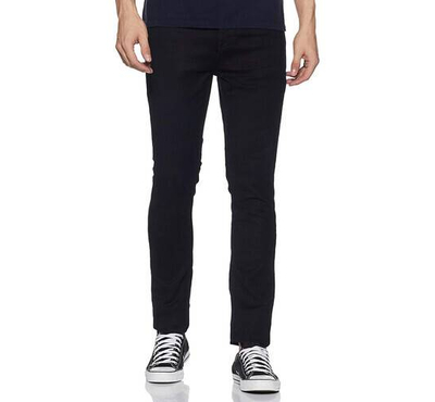 NZ-13066 Slim-fit Stretchable Denim Jeans Pant For Men - Deep Black