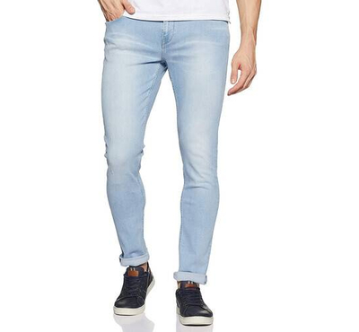 NZ-13070 Slim-fit Stretchable Denim Jeans Pant For Men - Light Blue