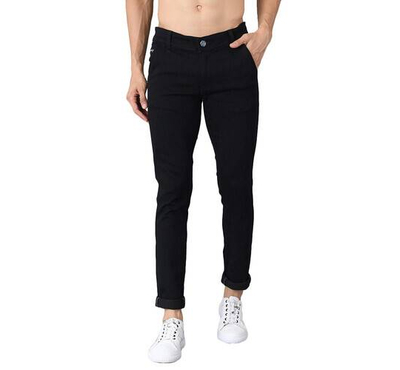 NZ-13077Slim-fit Stretchable Denim Jeans Pant For Men - Deep Black