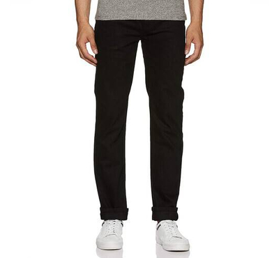 NZ-13063 Slim-fit Stretchable Denim Jeans Pant For Men - Deep Black