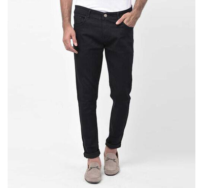 NZ-13026Slim-fit Stretchable Denim Jeans Pant For Men - Deep Black