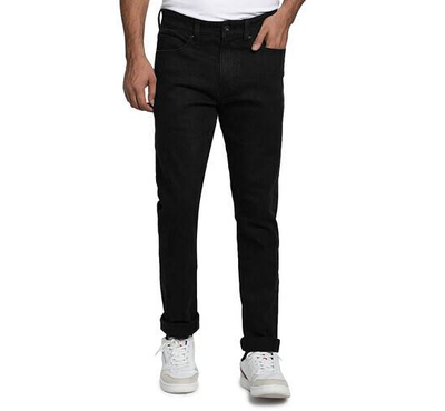 NZ-13072 Slim-fit Stretchable Denim Jeans Pant For Men - Deep Black