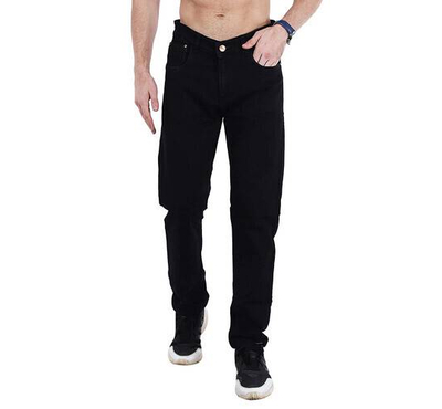 NZ-13069 Slim-fit Stretchable Denim Jeans Pant For Men - Deep Black