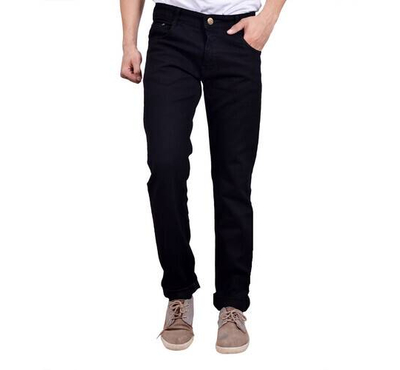 NZ-13076Slim-fit Stretchable Denim Jeans Pant For Men - Deep Black
