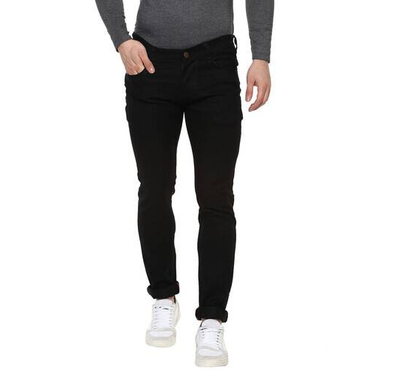 NZ-13078 Slim-fit Stretchable Denim Jeans Pant For Men - Deep Black