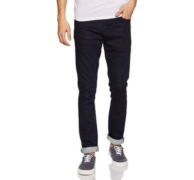 NZ-13067 Slim-fit Stretchable Denim Jeans Pant For Men - Deep Black