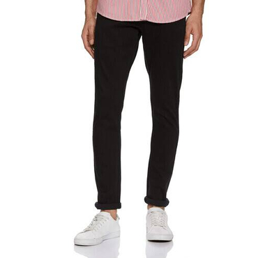 NZ-13080 Slim-fit Stretchable Denim Jeans Pant For Men - Deep Black