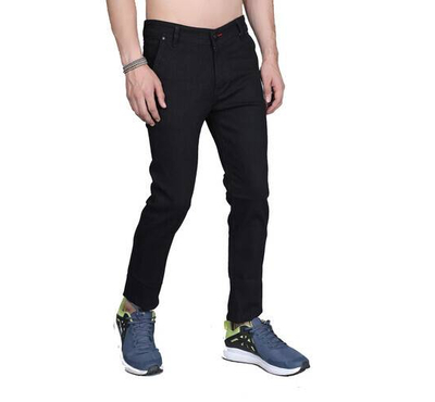 NZ-13071 Slim-fit Stretchable Denim Jeans Pant For Men - Deep Black