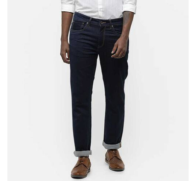 NZ-13019 Slim-fit Stretchable Denim Jeans Pant For Men - Deep Black