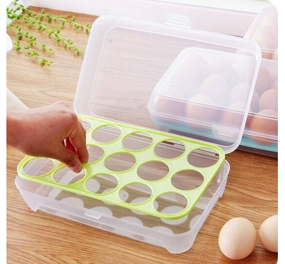 15 Eggs Tray Holder & 1 Pcs Egg Holder Fridge Egg Storage Containers