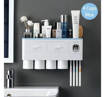 Toothbrush Holder Automatic Toothpaste Dispenser With Cup Wall Mount