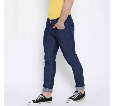 NZ-13015 Slim-fit Stretchable Denim Jeans Pant For Men - Deep Black