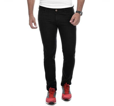 NZ-13062 Slim-fit Stretchable Denim Jeans Pant For Men - Deep Black