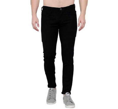 NZ-13020 Slim-fit Stretchable Denim Jeans Pant For Men - Deep Black