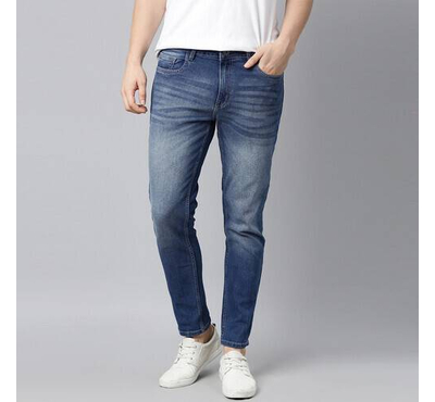 NZ-13095 Slim-fit Stretchable Denim Jeans Pant For Men - Deep Blue