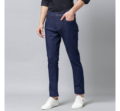 NZ-13087 Slim-fit Stretchable Denim Jeans Pant For Men - Dark Blue