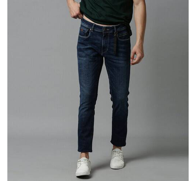 NZ-13086 Slim-fit Stretchable Denim Jeans Pant For Men - Dark Blue