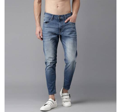 NZ-13096 Slim-fit Stretchable Denim Jeans Pant For Men - Deep Blue