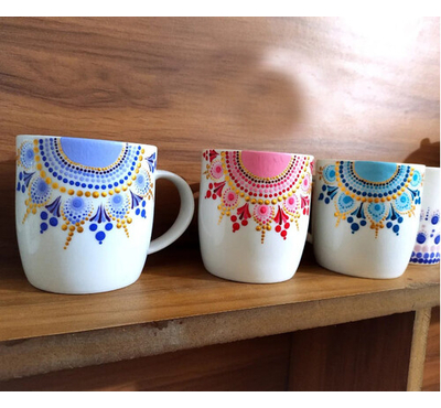 Handpainted Ceramic mug - White