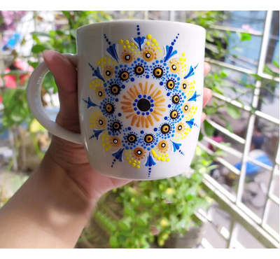 Handpainted Ceramic mug - White