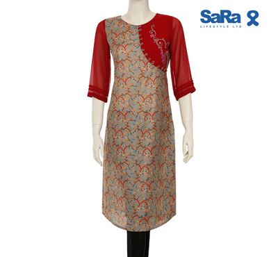 SaRa Ladies Ethnic mid length kurti (WKZ62FDA-multicolor print)