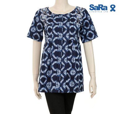 SaRa Ladies Fashion Tops (WFT121YHA-BLUE PRINTED)