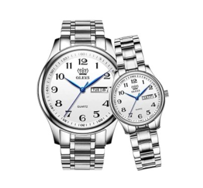 OLEVS 5567WH Stainless Steel Couple Watch