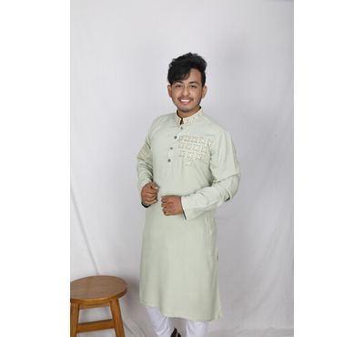 Men's Stylish Panjabi Light Green, Size: M