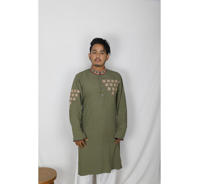 Men's Stylish Panjabi Green, Size: M