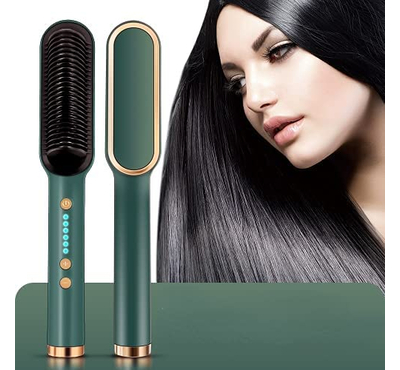 2 In 1 Electric Hair Straightener Curler Brush Professional Ceramic Straighten Beard Brush Fast Heating Curler