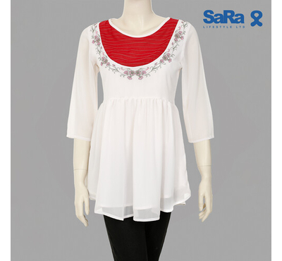 SaRa Ladies Fashion Tops (WFT42FDA-White)