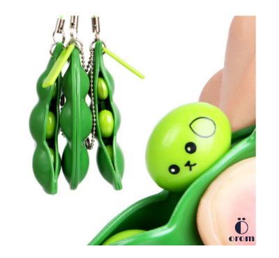 Edamame Peas Hand Fidget Toy Funny Squeeze-a-Bean Popper Stress Relief Keychain Fun Beans Squeeze Toys