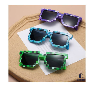 Pixel Mosaic Sunglasses Retro Cosplay Gamer Thug Life Sunglasses Gift Prop