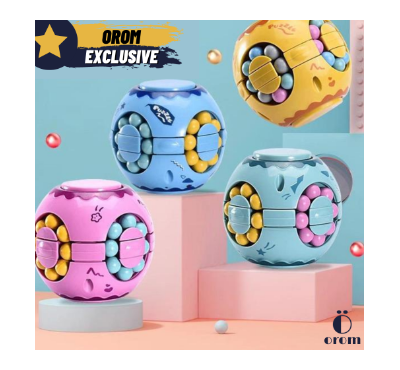Magic Bean Rotating Cube Fidget Toy 3 in 1 Gyro Magic Cube Little Magic Beans Colored Bead Puzzle Rotating Cube Fingertip Gyroscope Decompression Toys for Kids Adult Stress Relief
