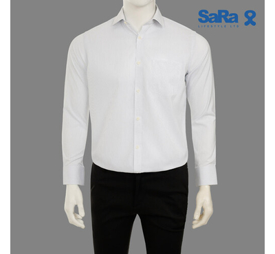 SaRa Mens Formal Shirt (MFS52FCC-White & blue stipe), Size: M