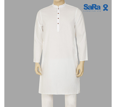 SaRa Mens Panjabi (MPJ562FCG-White), Size: S