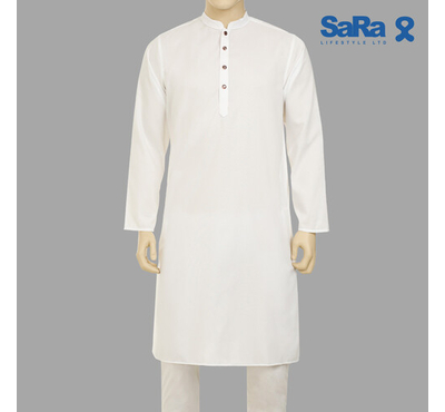 SaRa Mens Panjabi (MPJ562FCF-White), Size: S