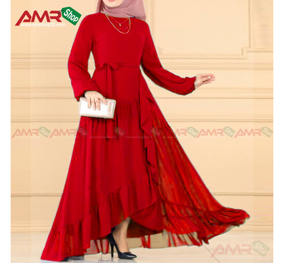 Turkish Stylesh Waist Belt Borka Gown (Red), Size: 36