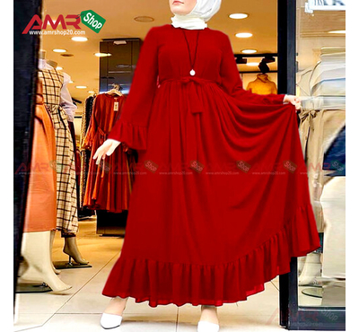 Abaya Dubai Stylish Hijab Borkha  (Red), Size: 36