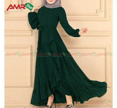Turkish Stylesh Waist Belt Borka Gown (Green), Size: 36