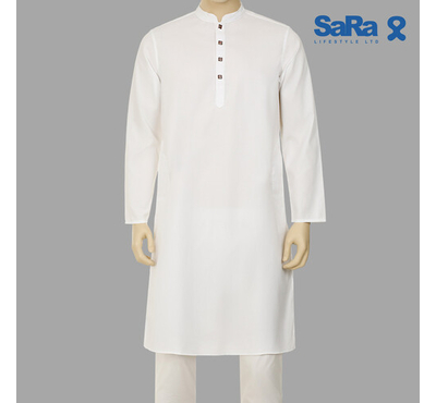 SaRa Mens Panjabi (MPJ13FCF-White), Size: S