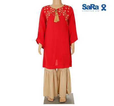 SaRa Girls Tops (GFT162FEAG-Red), Baby Dress Size: 8-9 years
