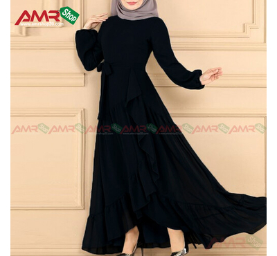 Turkish Stylesh Waist Belt Borka Gown (Black), Size: 36