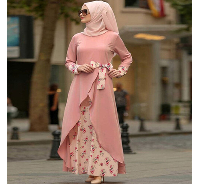 Iraq Stylish Special Printed Hijab Borkha  (Peach), Size: 38