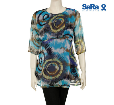 SaRa Ladies Fashion Tops (NWFT67A-Multicolor print), Size: S