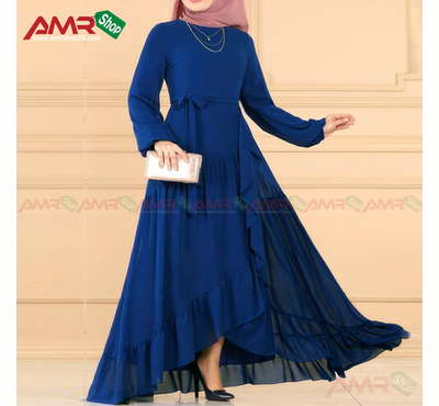 Turkish Stylesh Waist Belt Borka Gown (Blue), Size: 36