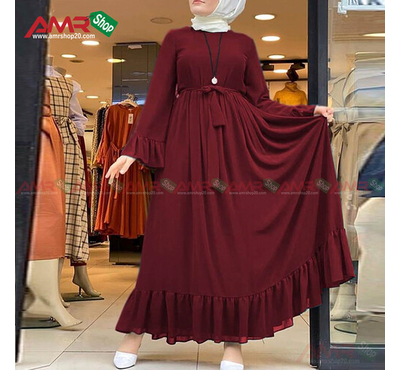 Abaya Dubai Stylish Hijab Borkha  (Maroon), Size: 36