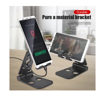 New Lazy Phone/Tablet Bracket Holders Non-Slip Stands Portable Folding Adjustable Rotatable Stand (Black)