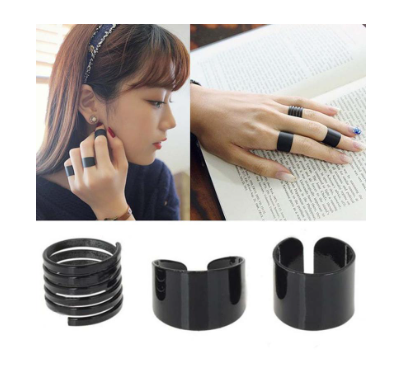 Black Color New Model Women Finger Ring Set 3-Pcs