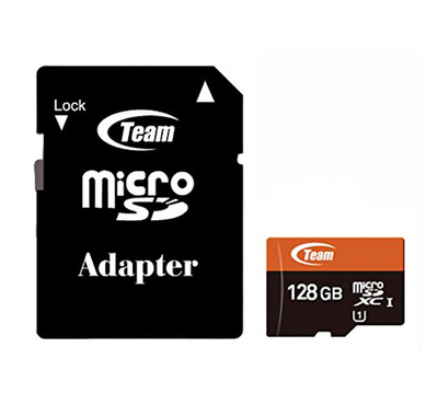 Team 128GB MicroSDHC/SDXC UHS-I U1 C10 Memory Card with Adapter